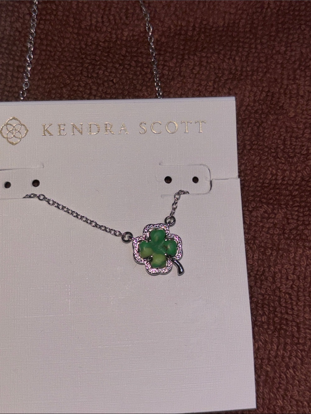 Kendra Scott Silver Necklace with Green Clover Charm - Picture 4 of 6